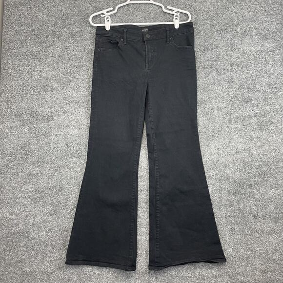 Express Jens Women's SZ 8s 70's Flare Low Rise Black Wide Leg - Picture 1 of 12